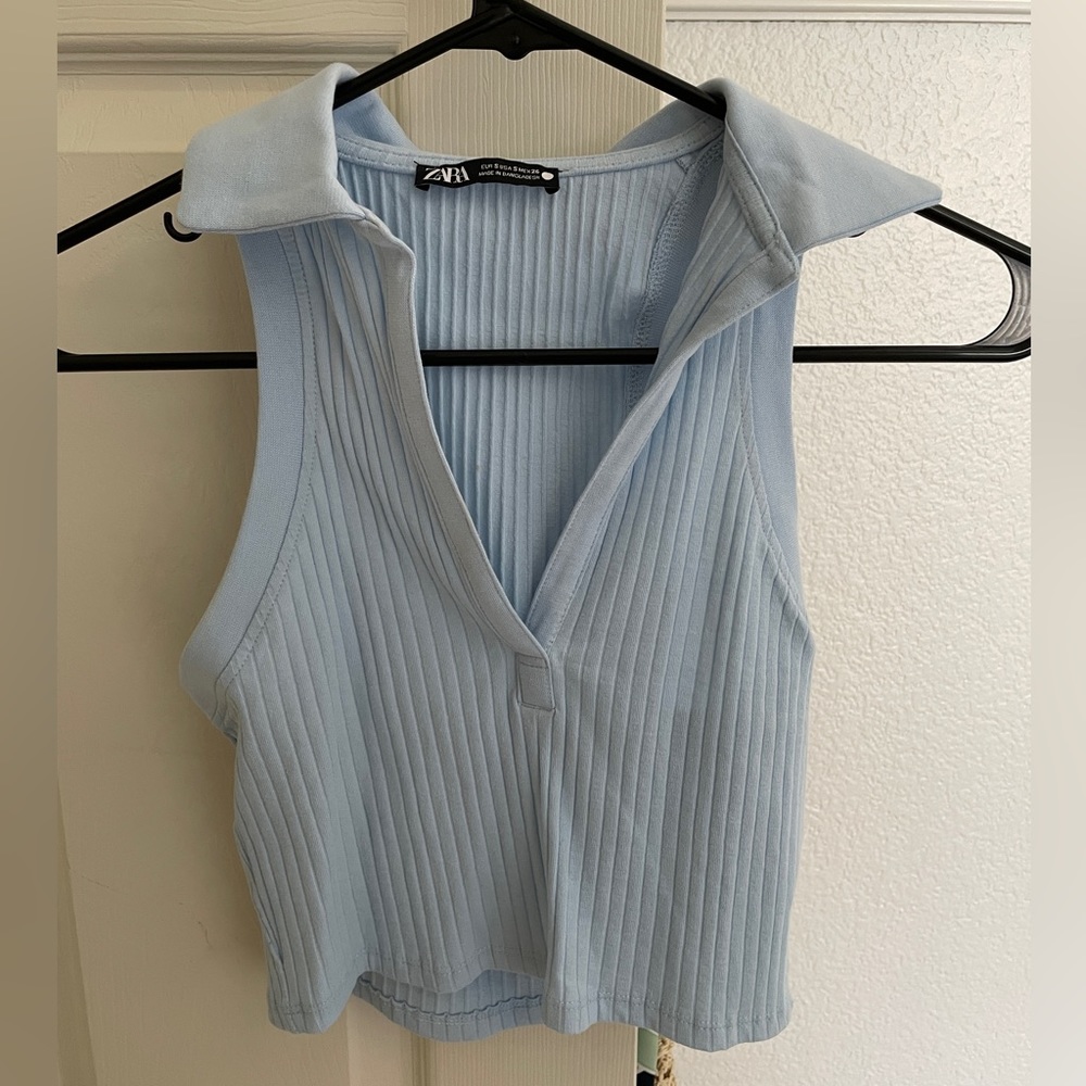 Zara Cropped Collared Tank